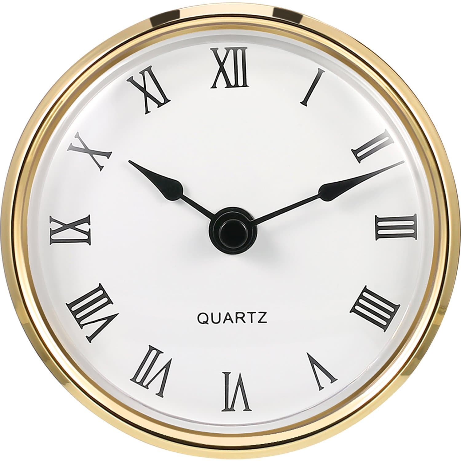 Hicarer 3-1/8 Inch (80 mm) Quartz Clock Insert/Fit-up Roman Numeral Wall Clock Quartz Movement White Dial Gold Trim Battery Operated for Kitchen Home Living Room Bedroom School