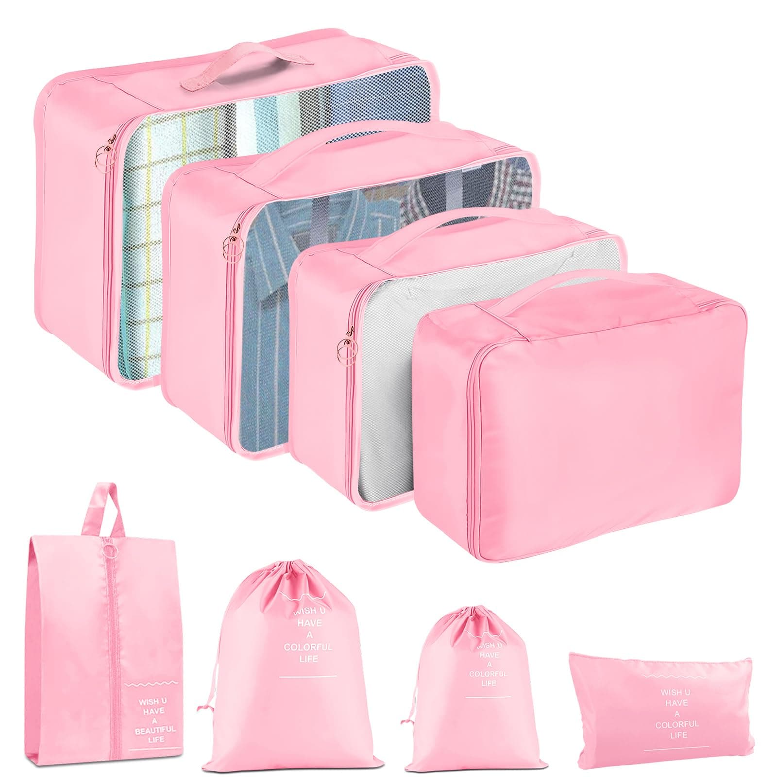 8 Set Packing Cubes for Suitcase, Packing Cubes for Carry on Suitcases, Luggage Organizer for Travel Essentials, Large Mesh Luggage Bag for Suitcases