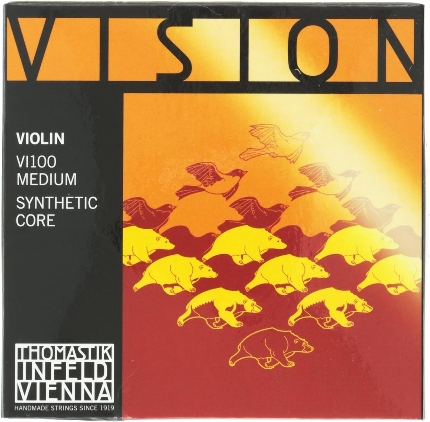 Thomastik VI100 Strings for Violin Vision synthetic core, set 4/4 medium, removable ball, focussed tone, pure and open