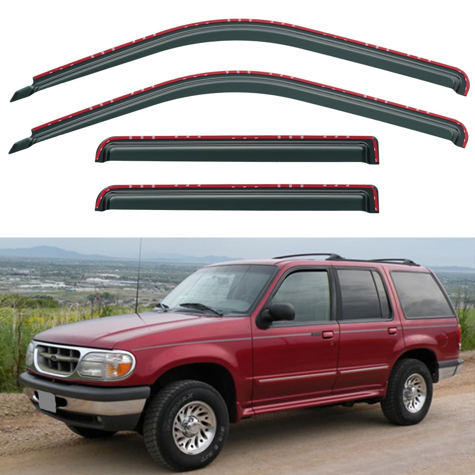 in-Channel Window Visors Rain Guards Shield for 1991-2001 Ford Explorer, Window Wind Deflectors Vent Shades for 2001-2005 Ford Explorer Sport Trac