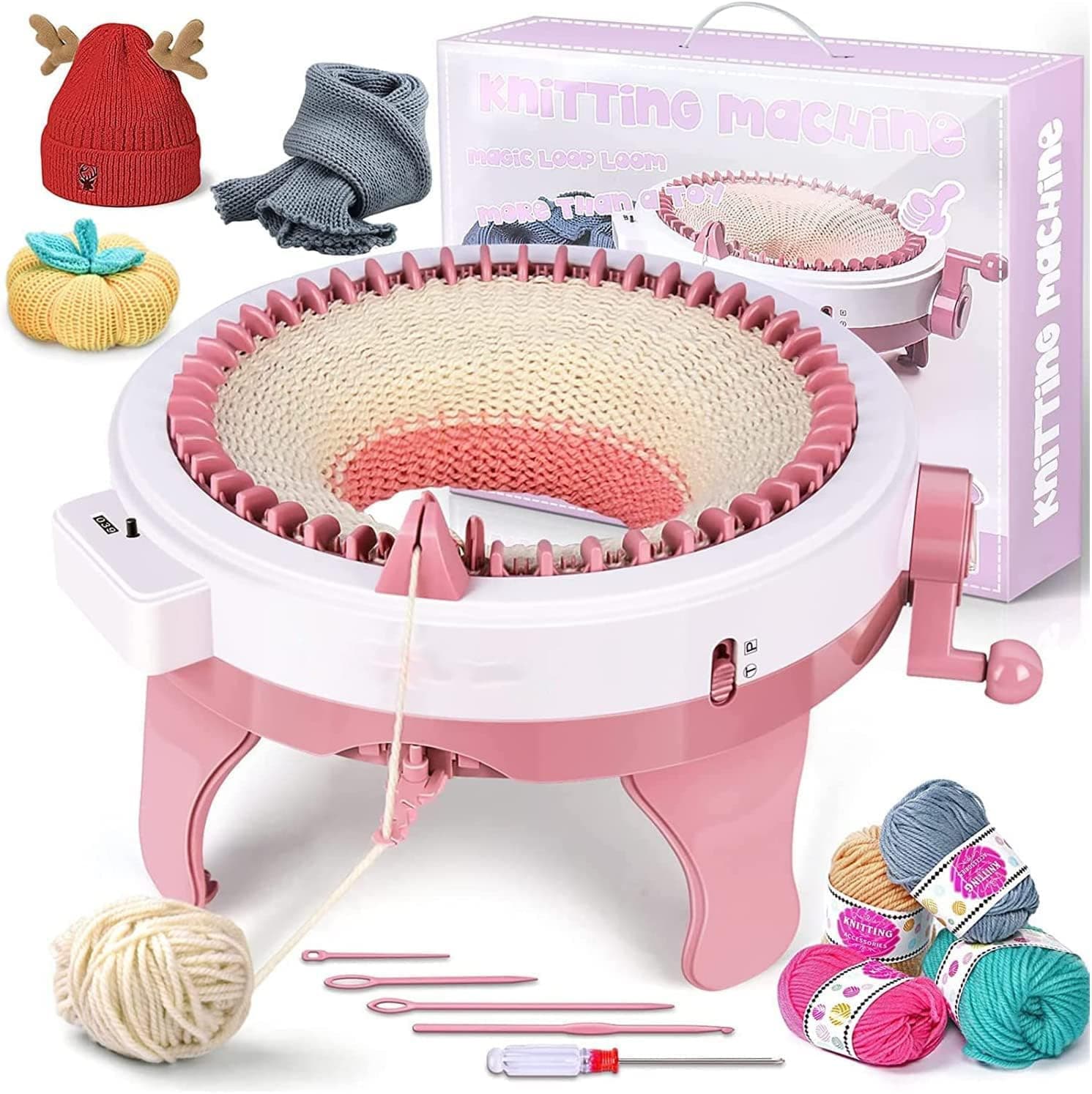 Knitting Machines Children's Knitting Machine, 40 Needles Loom with Row Counter, Smart Weaving Round, Board Rotating Double Knit Kit for Adults and Kids 40 Needle Knitting Machine(Without Counter)