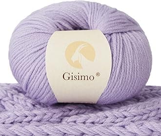 100% Merino Wool Yarn, 6-Ply Luxurious and Soft Yarn for Hand Knitting & Crocheting, 1.76 OZ/50g, 127 yds/116 Meters (Purple, 1 Ball)