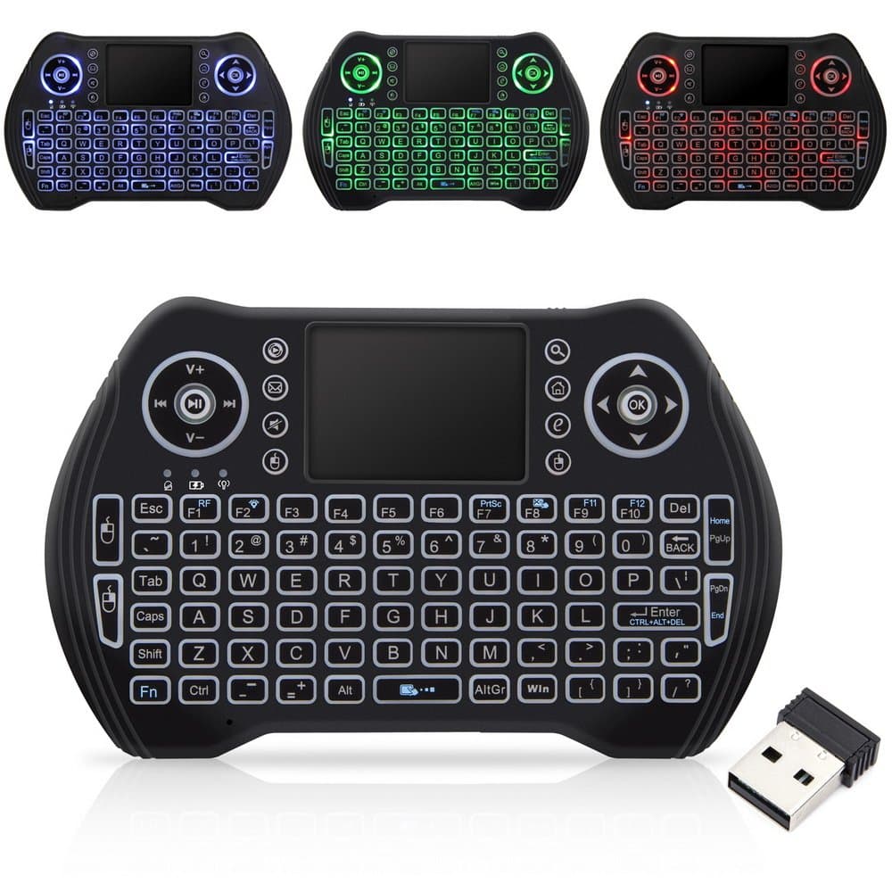 Mini Wireless Keyboard with Touchpad Mouse Combo, 2.4GHz Remote Control Keyboard with Backlit and USB Reciever, Rechargeable and Portable for Google Android Smart TV BOX, PC, Mac