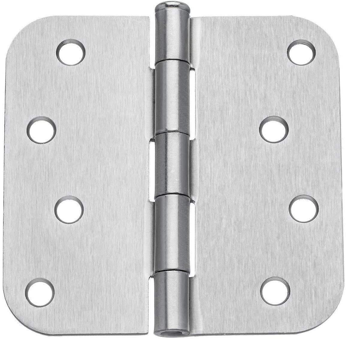 Dynasty Hardware 4" x 4" Door Hinges, 5/8" Radius Corner, Satin Nickel, 2-Pack