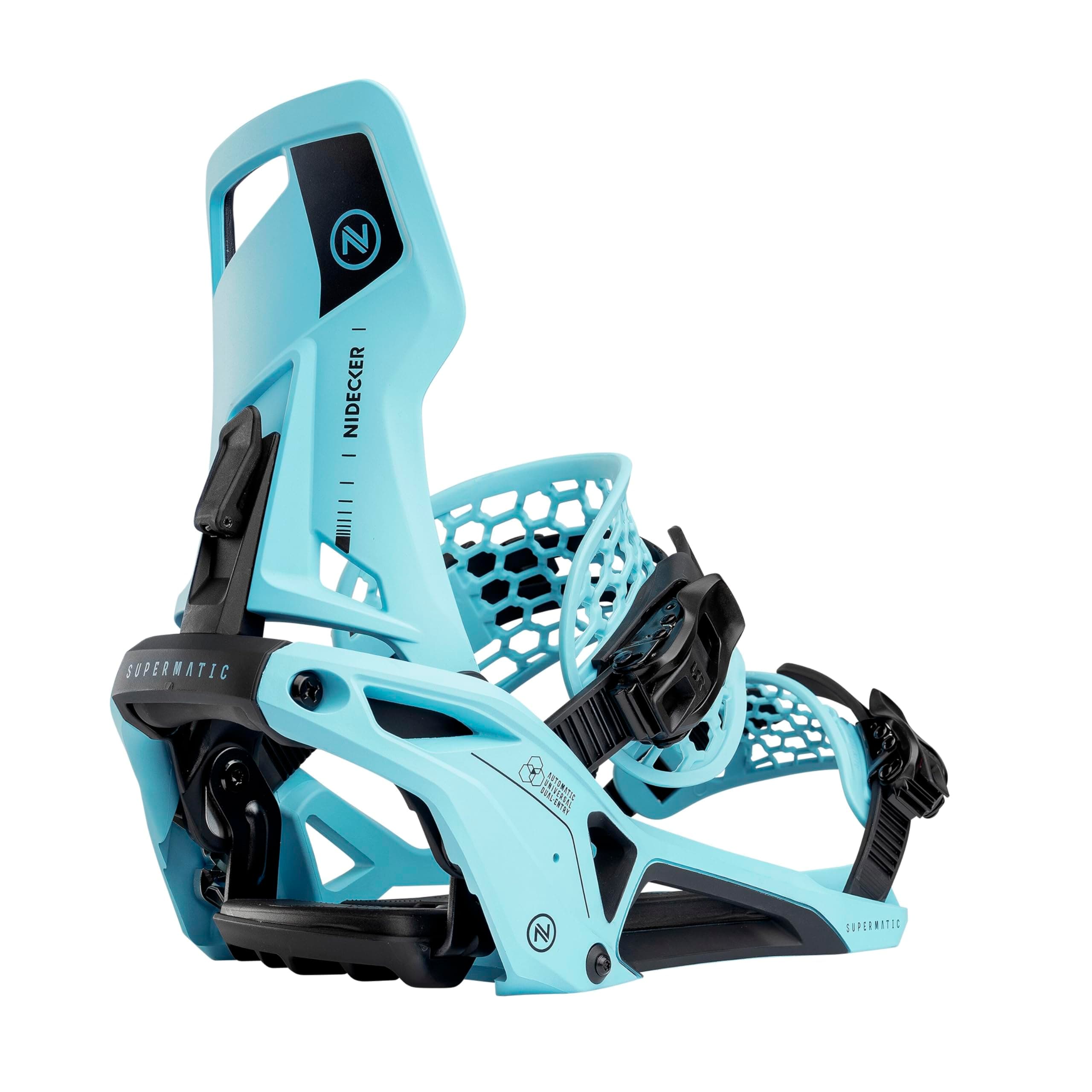 Nidecker Supermatic Snowboard First Universal, Dual-Entry, Automatic Binding - Comfortable and Reliable as a Regular Two-Strap Binding - Genuine Game Changer with its Drop in tech