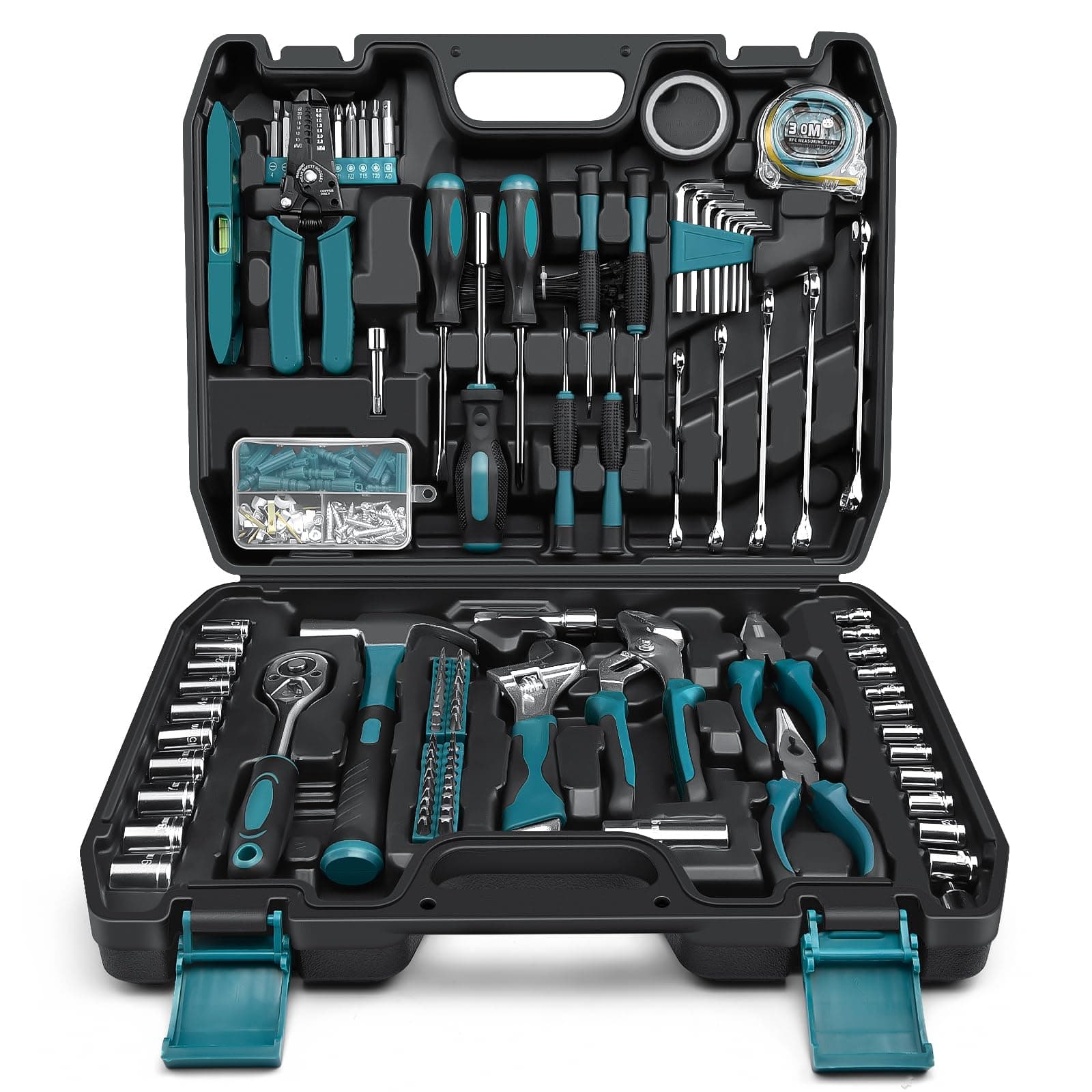 Sundpey Home Tool Kit 281-PCs - Protable Complete Basic Hand Repair General Tool Sets for Men Women - Tool Set with Socket Wrench Set & Screwdriver Set & Metric Hex Key & Pliers & Tool Box Case