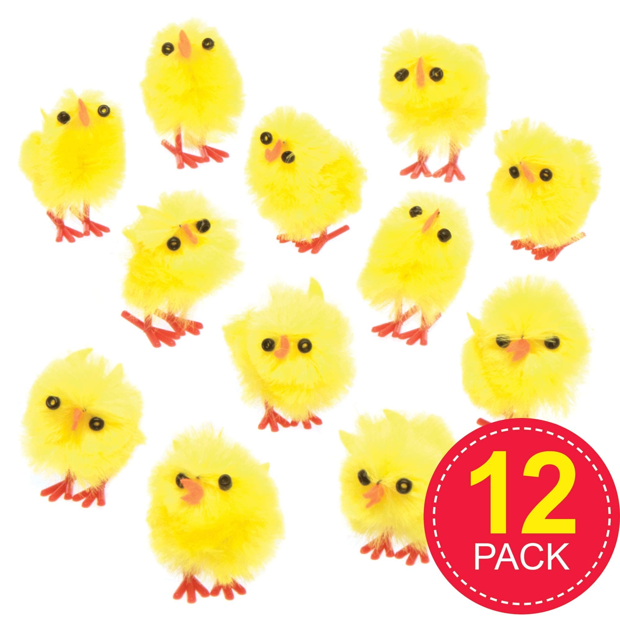 Mini Fluffy Chicks - Pack of 12, Easter Crafts, Craft For Kids (E432)