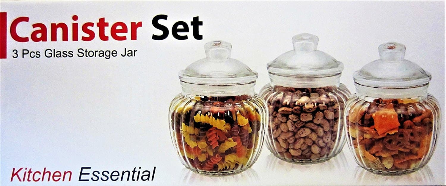Kitchen Essential 3Pcs Glass Cannister Storage Jar set