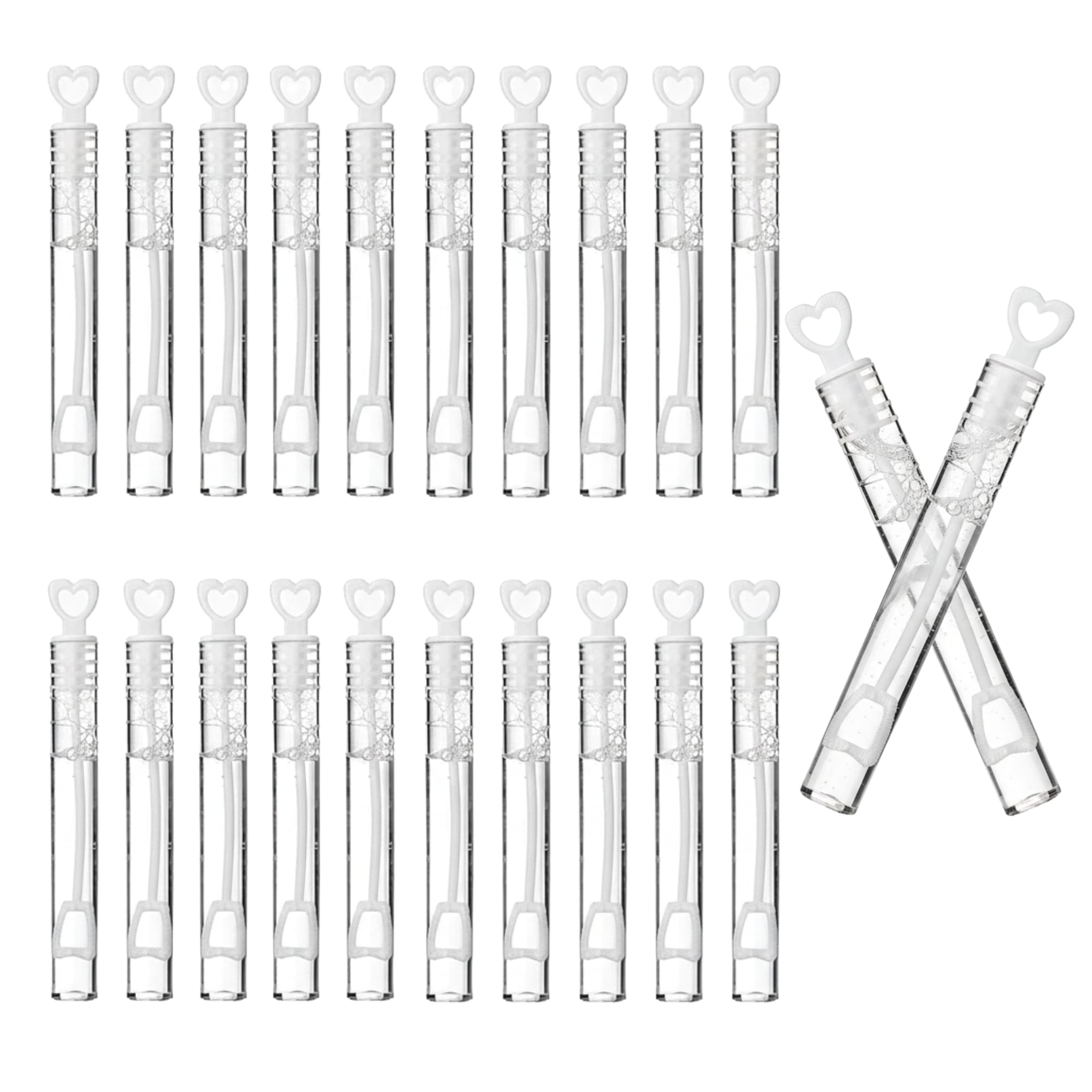 48 pcs Bubble Tubes Heart Shape Wands, Filler Bubble Solution - Party Bag Fillers for Kids Boys Girls - Bubble Wands for Weddings, Birthdays, Party Favours, Table Decorations