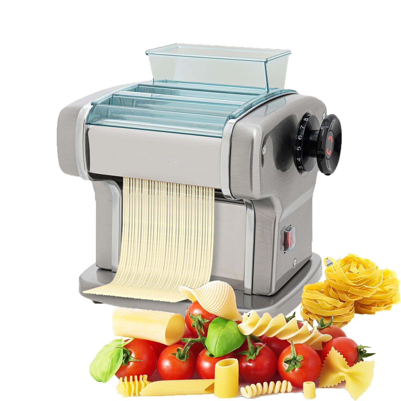 Pasta Maker, Electric Pasta Maker,9 Adjustable Thickness Settings, with Practical Brush and Anti-Slip Pads,Noodle Maker,Pasta Maker Machine for Pasta, Dumpling Skin, Spaghetti, Fettuccini, Lasagna