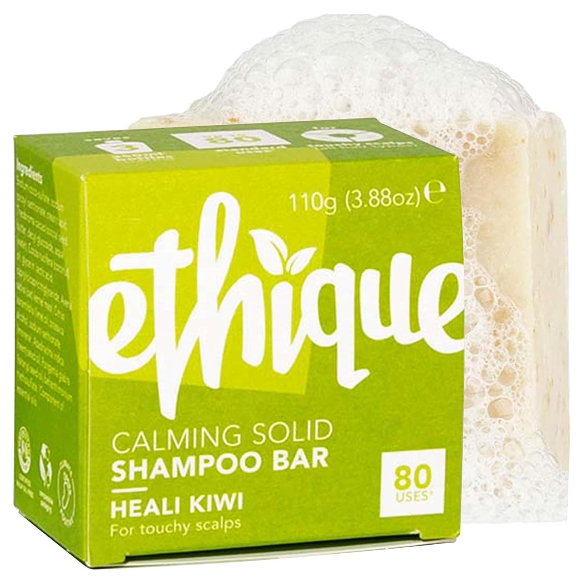 Heali Kiwi Calming Solid Shampoo Bar for Dry, Itchy, Flaky & Oily Scalps and Hair (80 Washes) Vegan, Eco-Friendly, Plastic-Free, Cruelty-Free