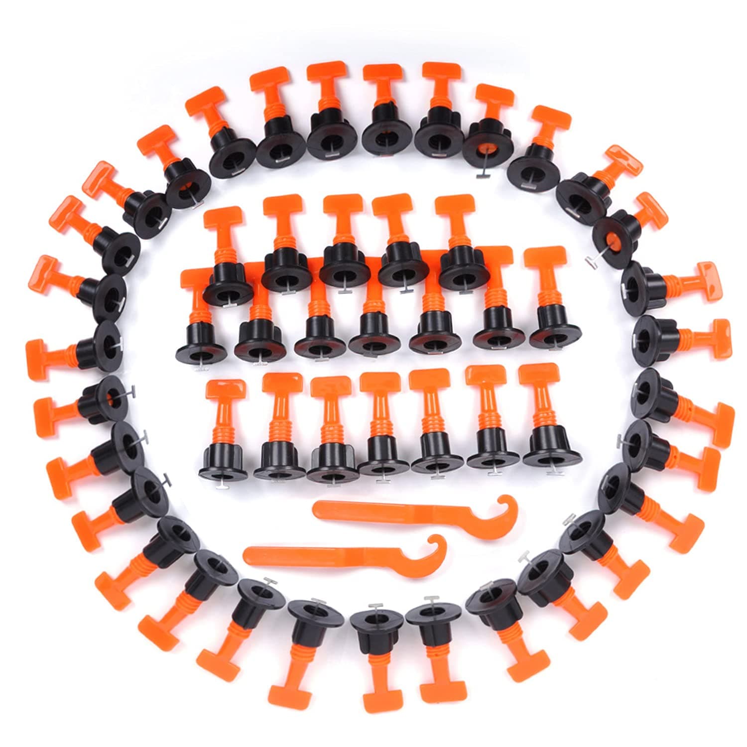 Tile Leveling System 100pcs Floor Tile Spacers Reusable for Building Walls Floors with Special Wrench