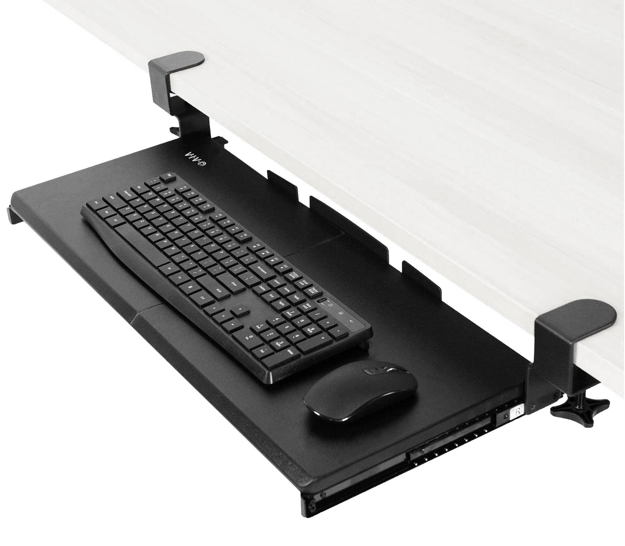 VIVO Large Keyboard Tray Under Desk Pull Out with Extra Sturdy C Clamp Mount System, 69 (84 Including Clamps) x 28 cm Slide-Out Platform Computer Drawer for Typing, Black, MOUNT-KB05E