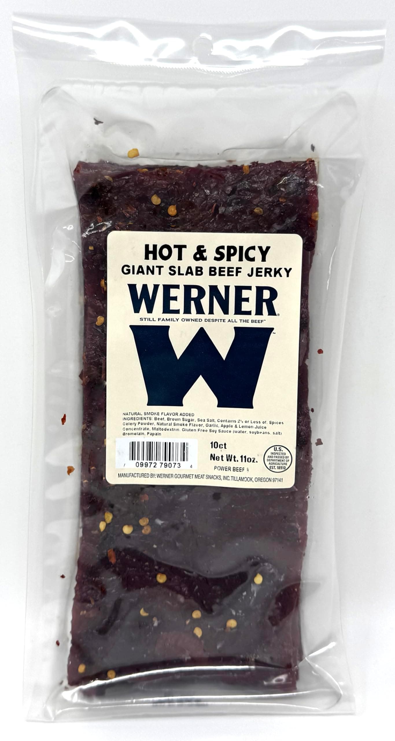 Werner Beef Jerky Slab 10 Count – Giant Jerky Slab, Jerky Sheets Thinly Sliced Beef Jerky Bulk Pack (Hot & Spicy)