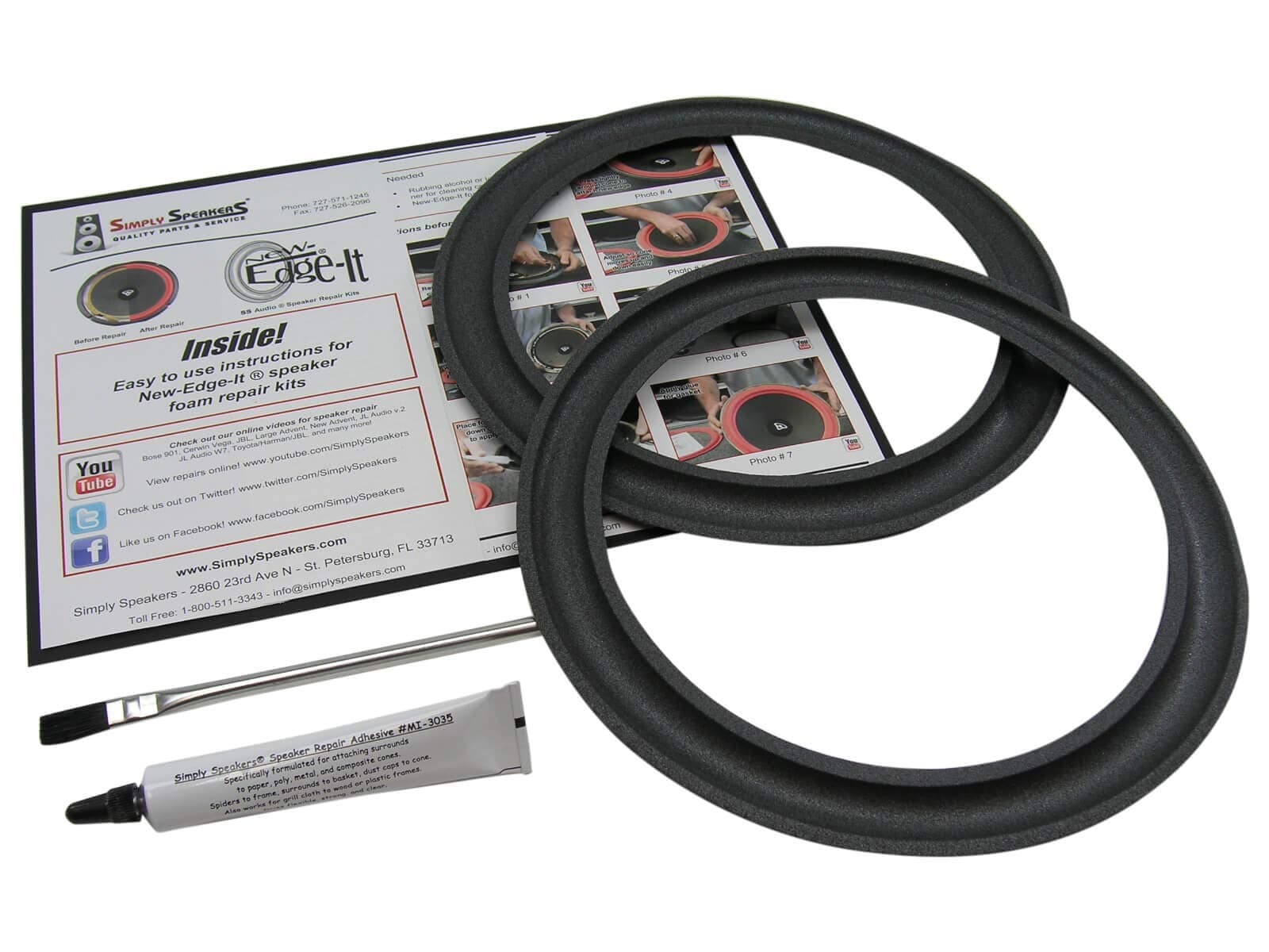 Large Advent 10 Inch Foam Speaker Repair Kit Masonite Frame FSK-10AD (Pair)