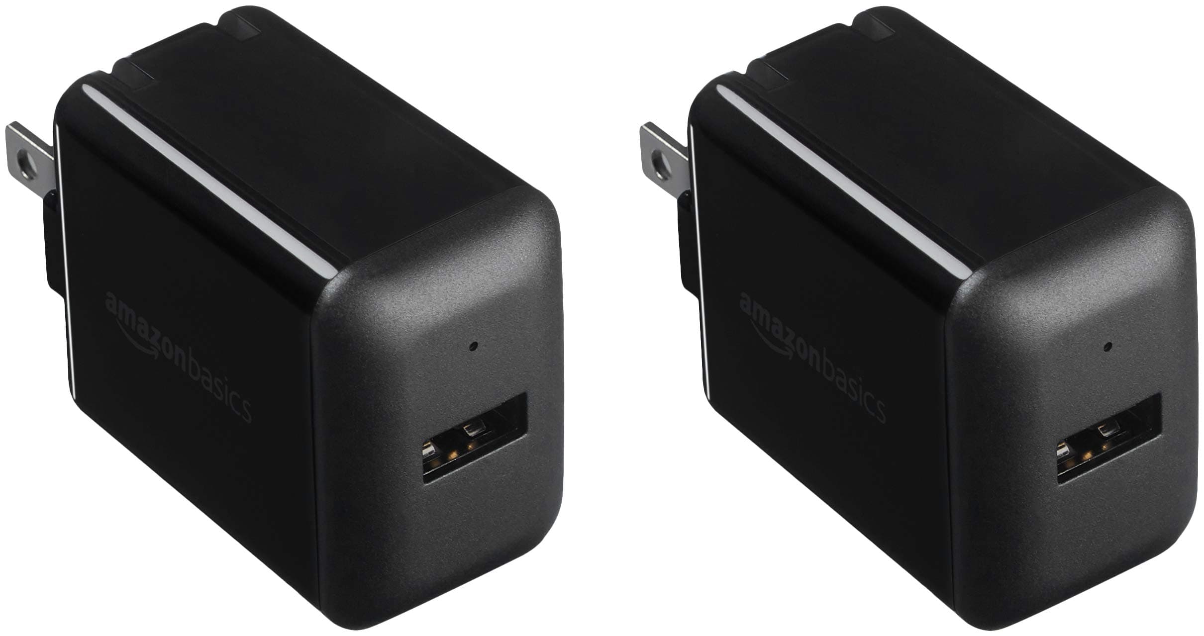 12W One Port USB-A Portable Wall Charger (2.4A) for Phones (iPhone 16/15/14/13/12/11/X, Samsung, and more), 2-Pack, Black