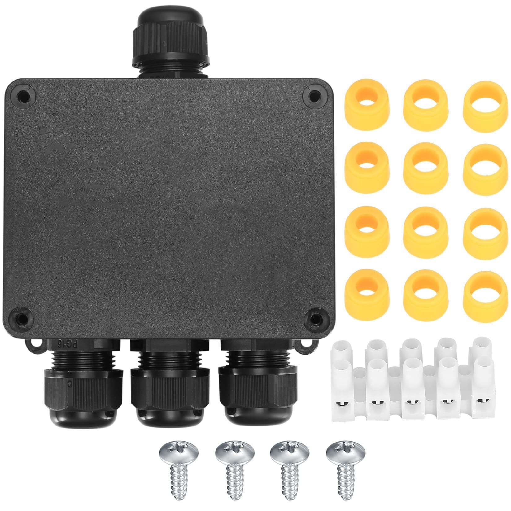 Electrical Junction Box, Waterproof IP68 4-Way External Junction Box, Cable Connector Box, Underground External Outdoor Junction Box for Wire Range 4-12mm (4.5" x 4.56" x 2" -1Pcs)