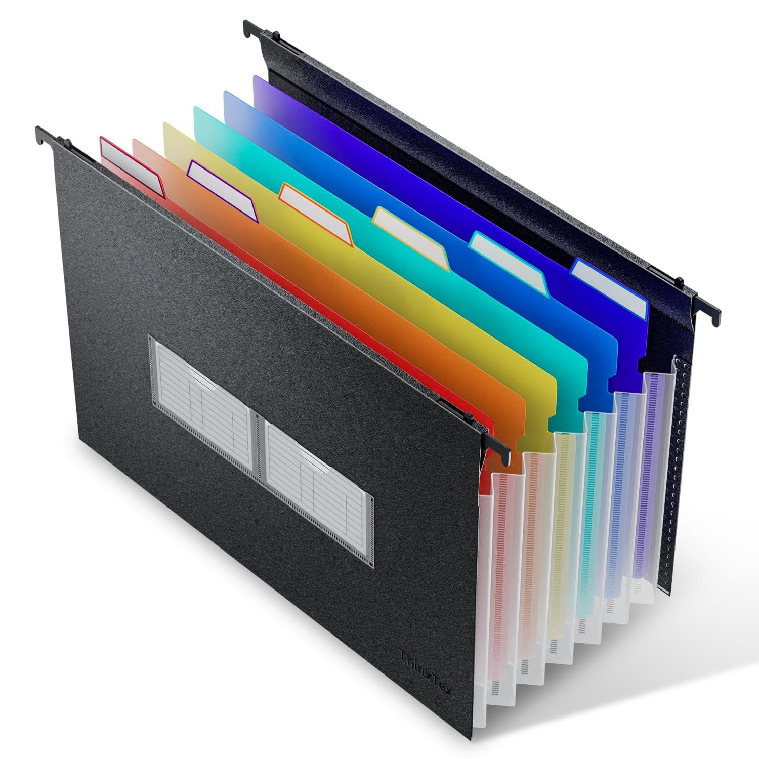 Plastic Expanding Hanging File Folders, 7 Innovative 1.2" Accordion Pockets, Large Capacity, Multi-Color Tabs, Legal Size for Filing Cabinet - 1 Pack