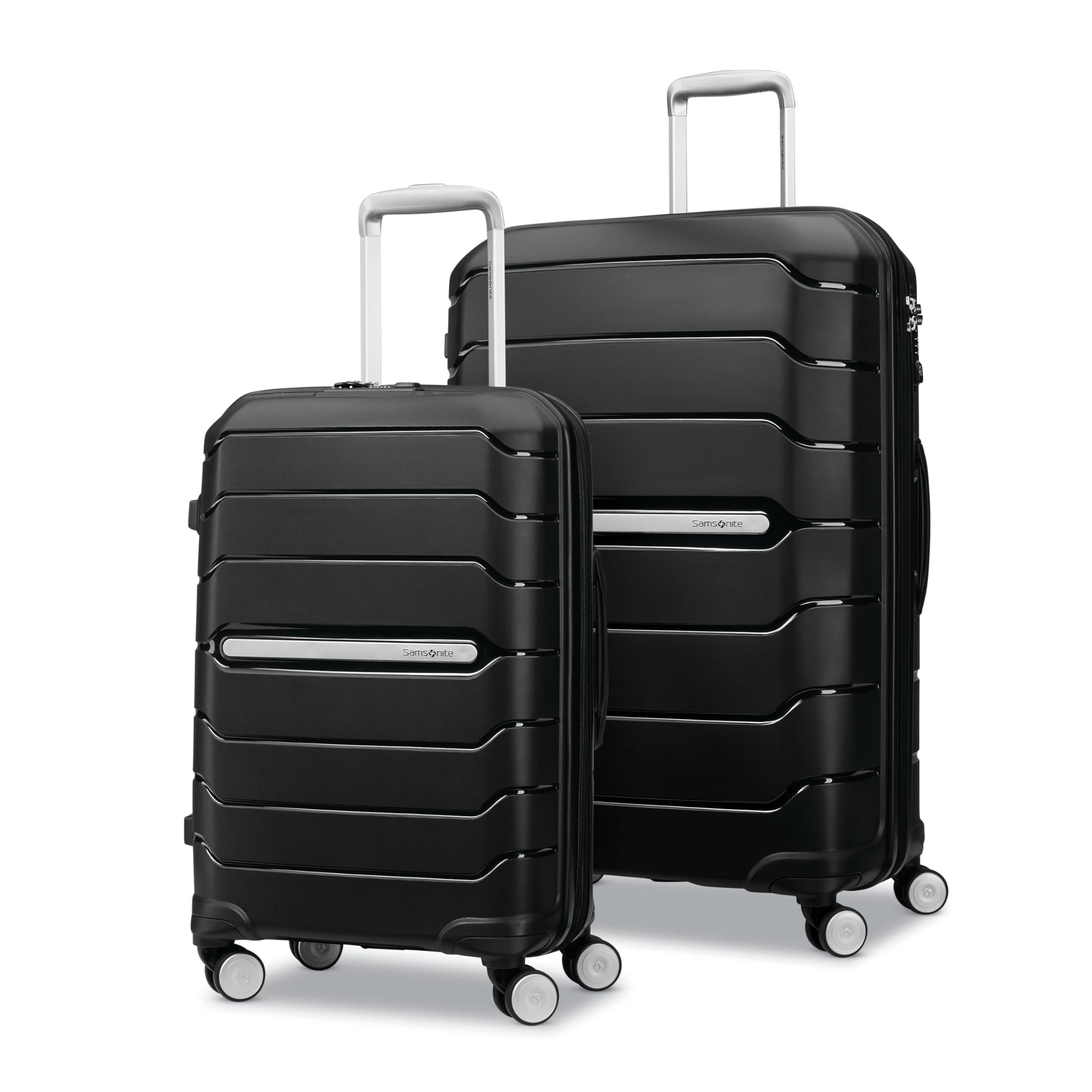 Samsonite Freeform Hardside Expandable with Double Spinner Wheels, Black, 2-Piece Set (Carry-on/Large), Freeform Hardside Expandable With Double Spinner Wheels