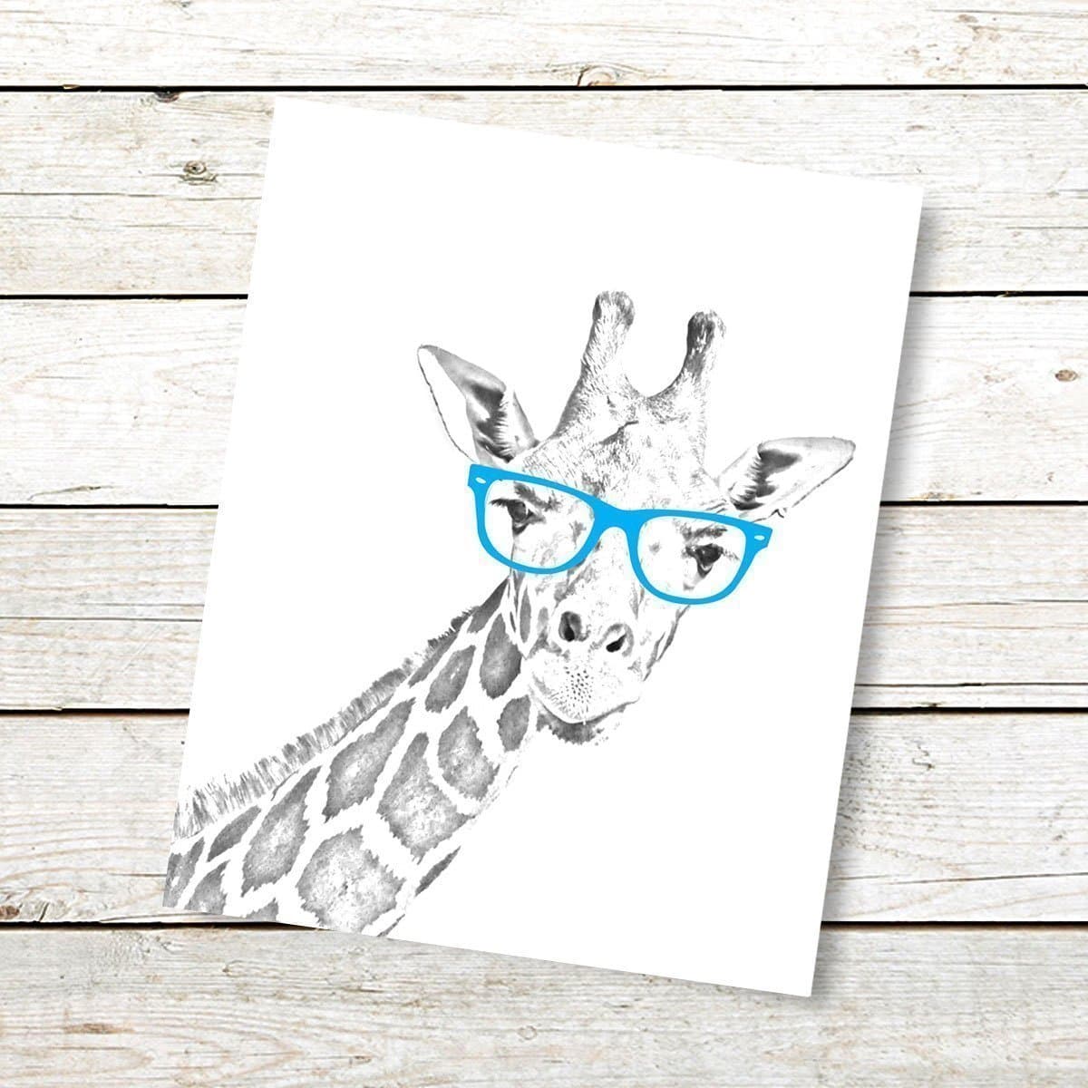 Black and White Modern Giraffe Wall Art Print