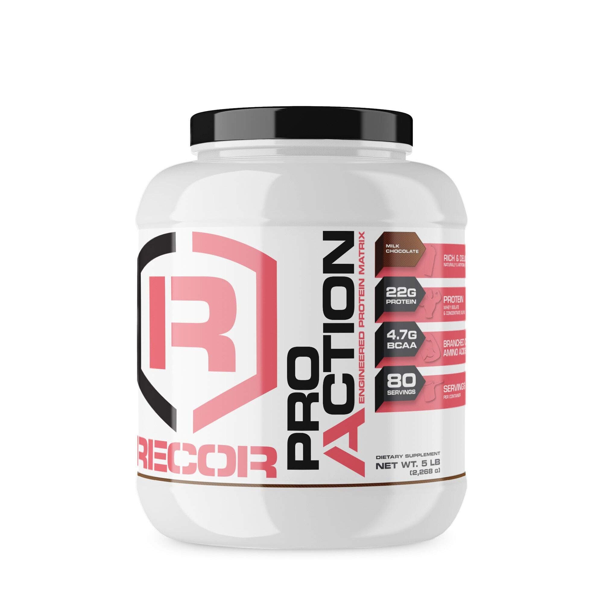 Recor Pro Action Whey Protein, Milk Chocolate, 5 Pound
