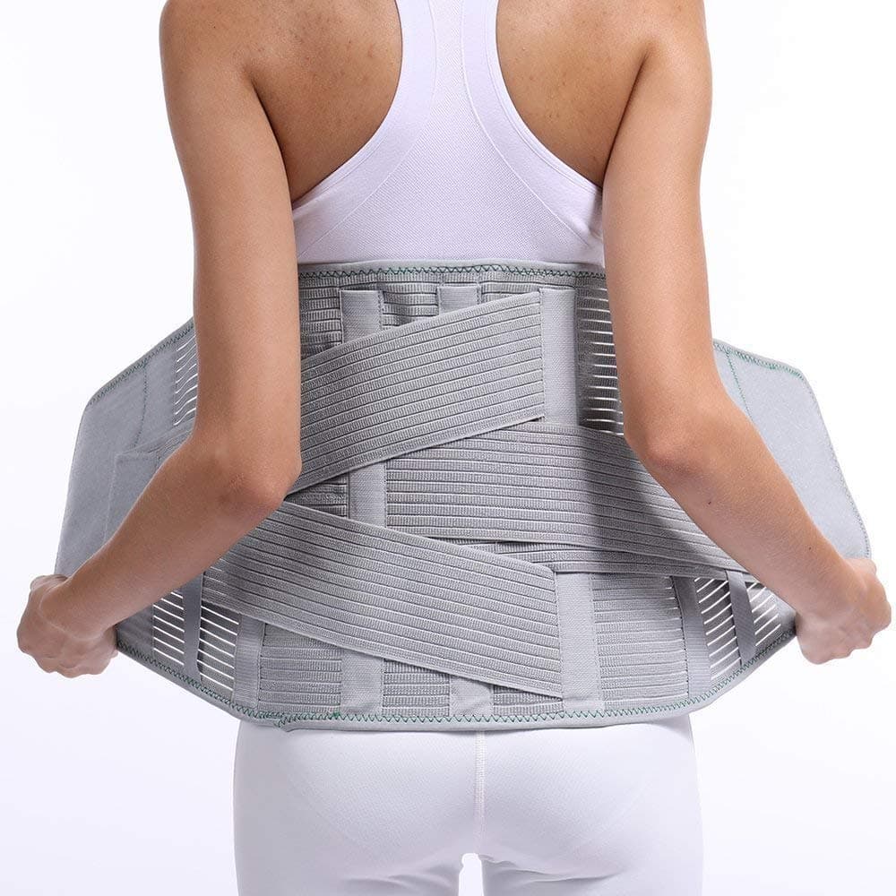 Lumbar Support Back Brace Belt for Lower Back Pain Posture Corrector and Stabilizer with Dual Adjustable Straps(34"-38" Waist)