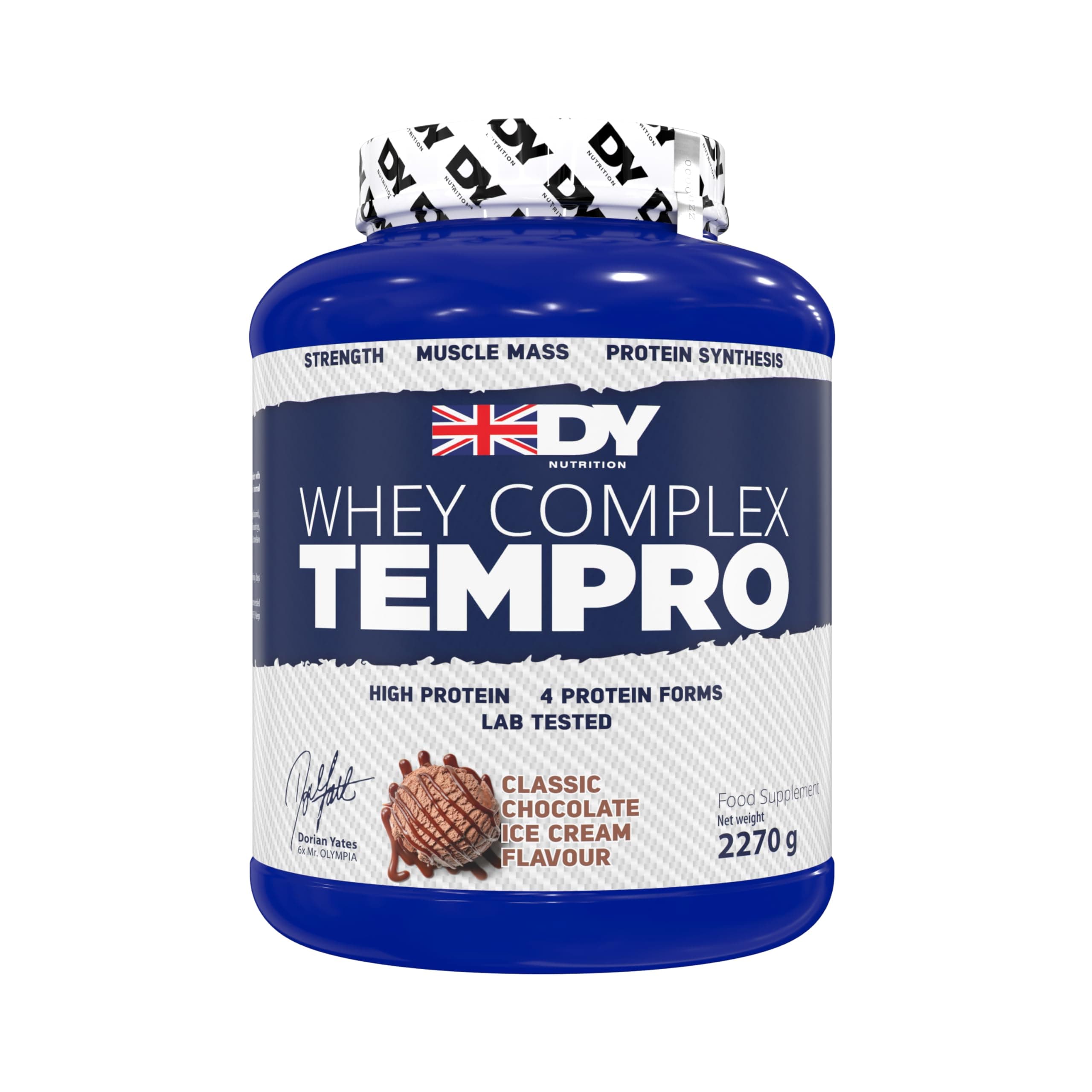 DY Nutrition Whey Complex Tempro | x4 Protein Forms | Whey, Casein, Isolate & Egg Albumin, 23g Premium Protein Powder with Digestive Enzymes for Optimal Absorption, 2.27kg | Chocolate Flavour