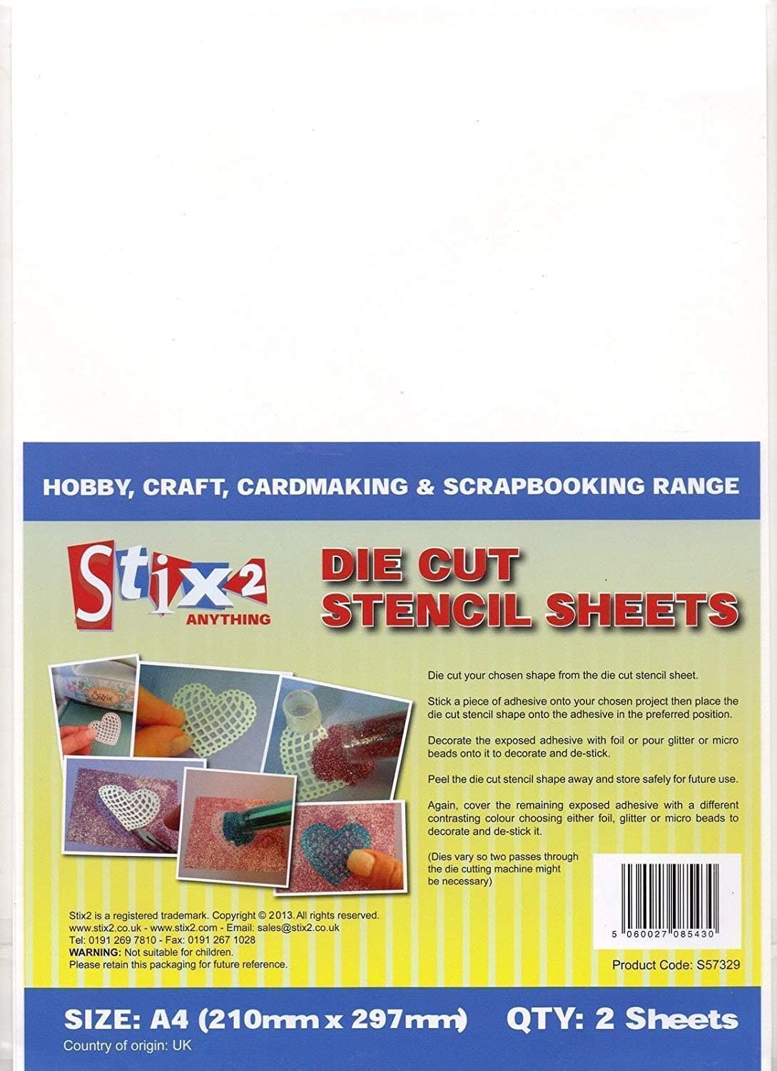 Stix2 A4 Die Cut Stencil Sheets 210mm x 297mm (2 Sheets) - S57329