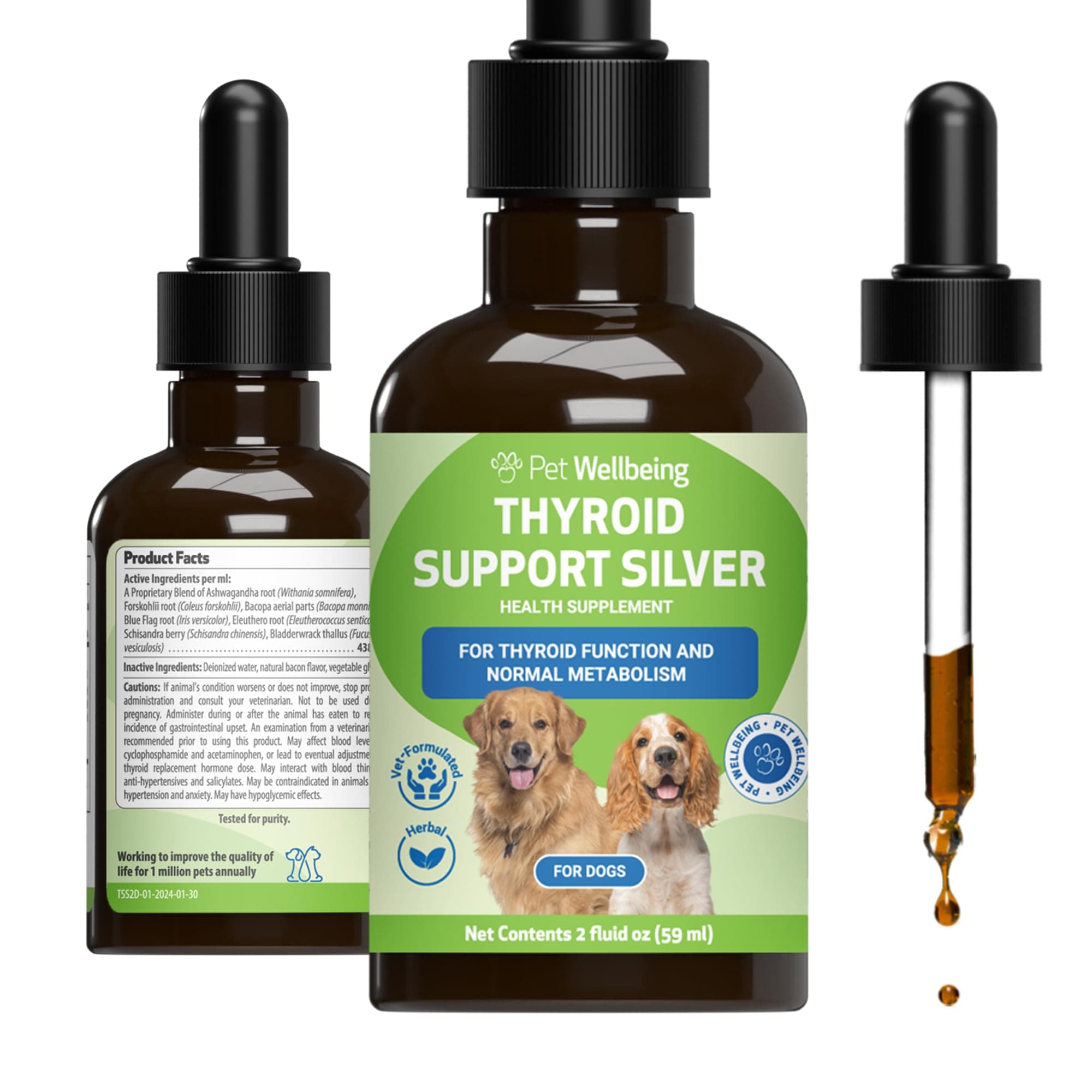 Pet Wellbeing - Thyroid Support Silver for Dogs - Natural Support for Thyroid Health - 2oz(59ml)