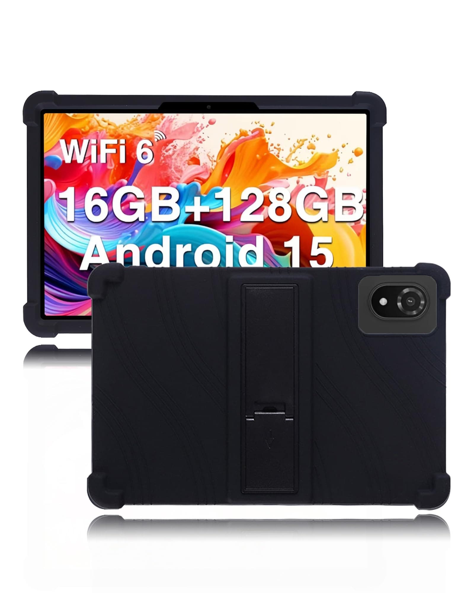 Case for DOOGEE U10 Android 15 Tablet 10.1 inch,Soft Silicone Cover,with Folding Stand,Lightweight Shockproof,Anti-Scratch,All-Around Protection,Black