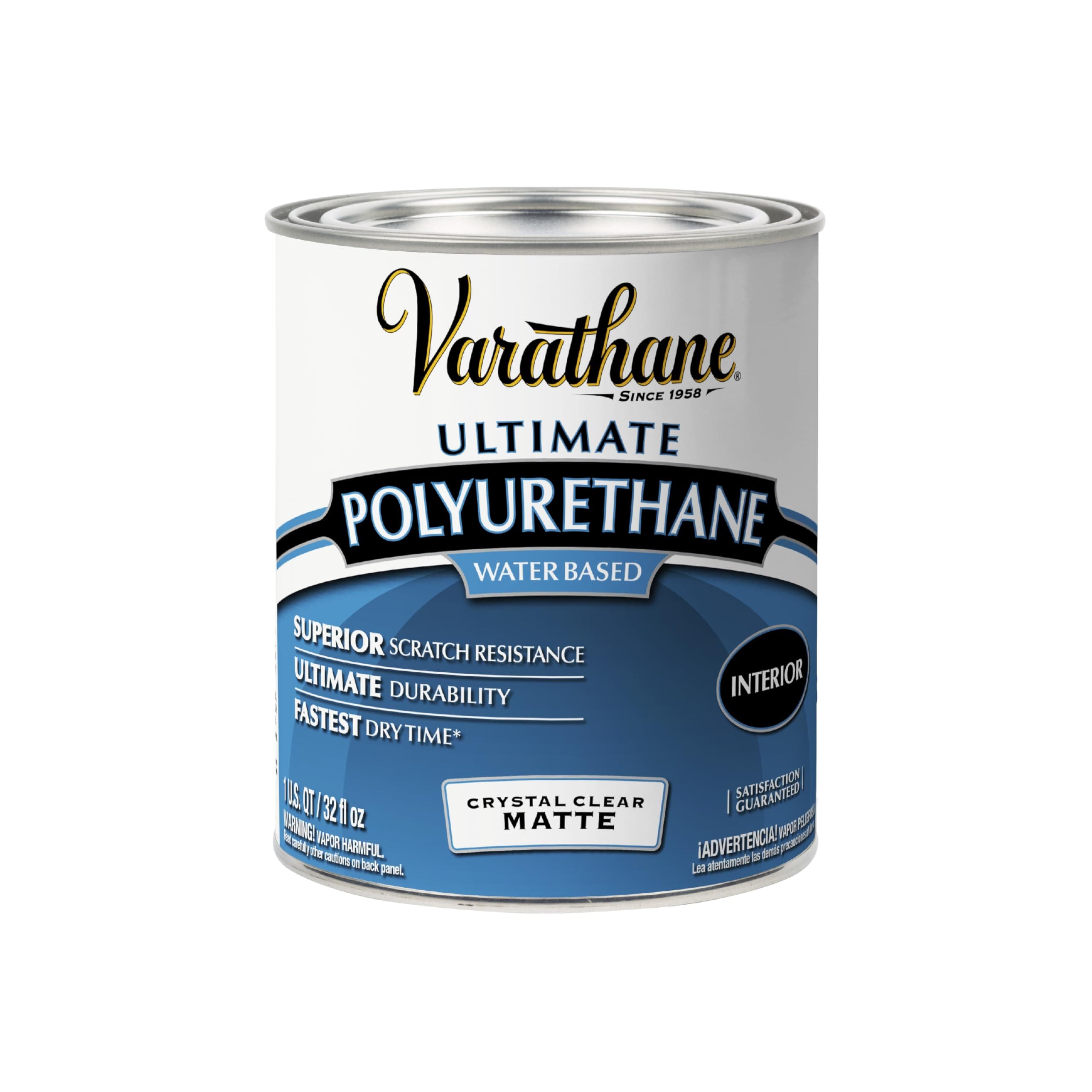 Rust-Oleum 262074 Varathane Polyurethane Clear Interior Matte Finish, 1 Qt, 2 Piece