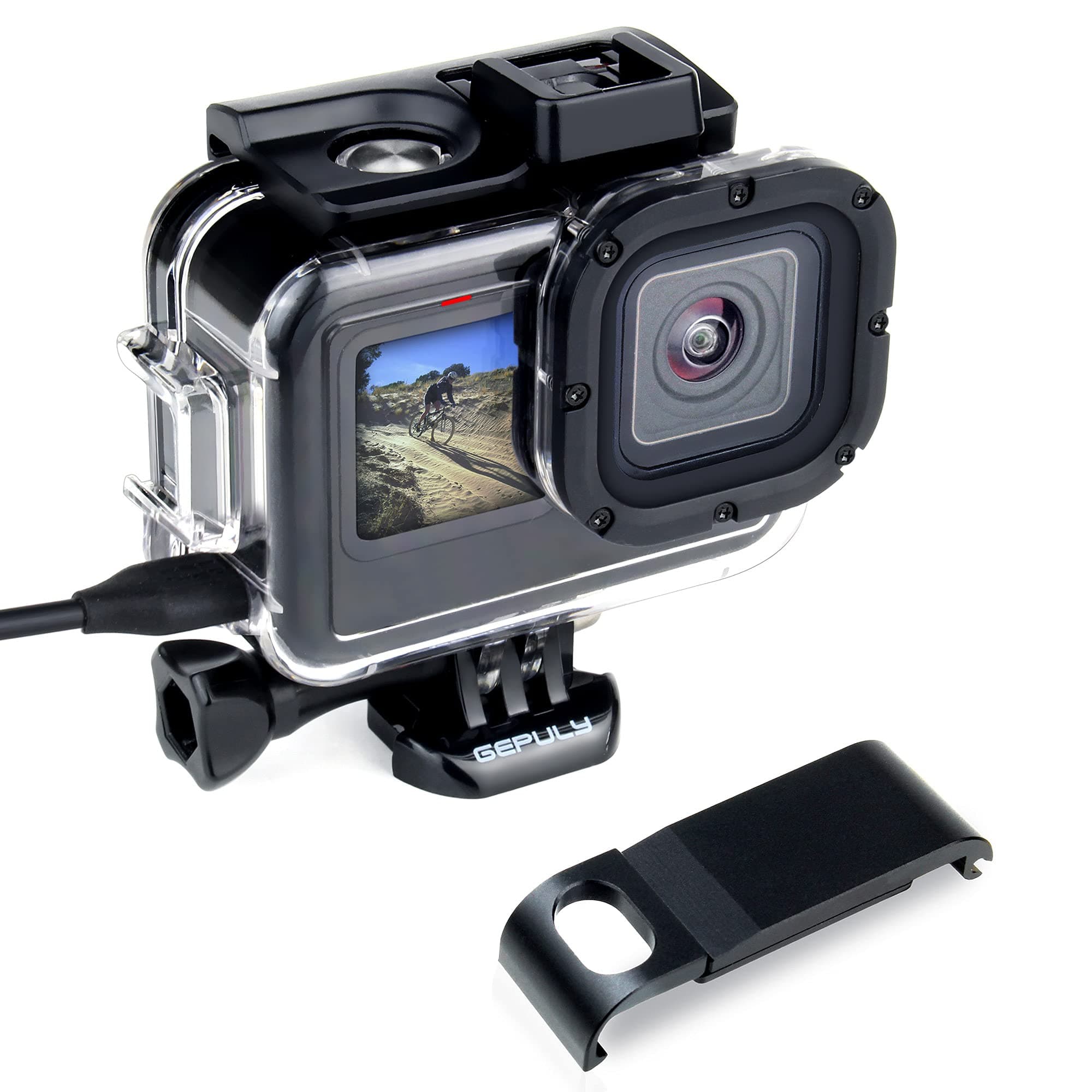 GEPULY Skeleton Housing Case Side Open Protective with Aluminum USB Pass Through Side Door Cover for GoPro Hero 9 10 11 12 13 Black - Charging Camera Without Removing Housing Case