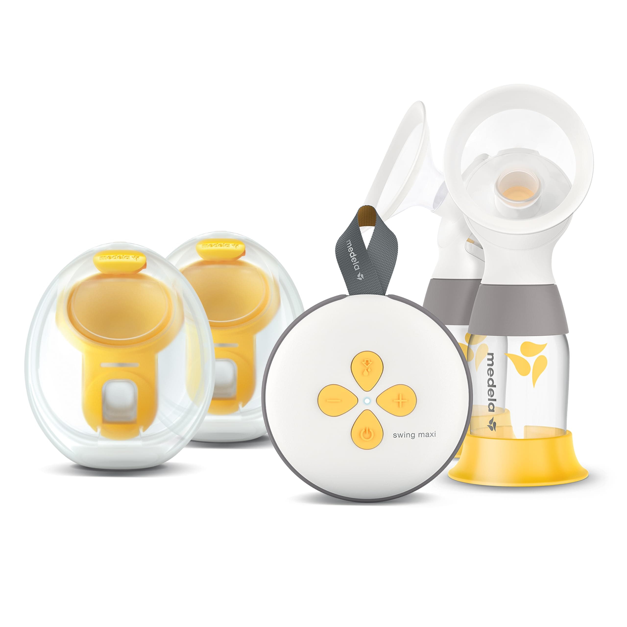Pump Your Way Deluxe Bundle Featuring Swing Maxi Double Electric Breast Pump with Wearable Hands-Free Collection Cups, PersonalFit Flex Breast Shields and Connectors