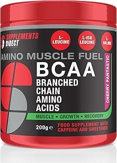 BCAA Powder - Cherry Fantastic Flavoured Powder - 200g - 20 Servings - Amino Acids Powder - Boosts Muscle Growth, Recovery & Repair - Amino Energy - Easy to Mix - Power Boost