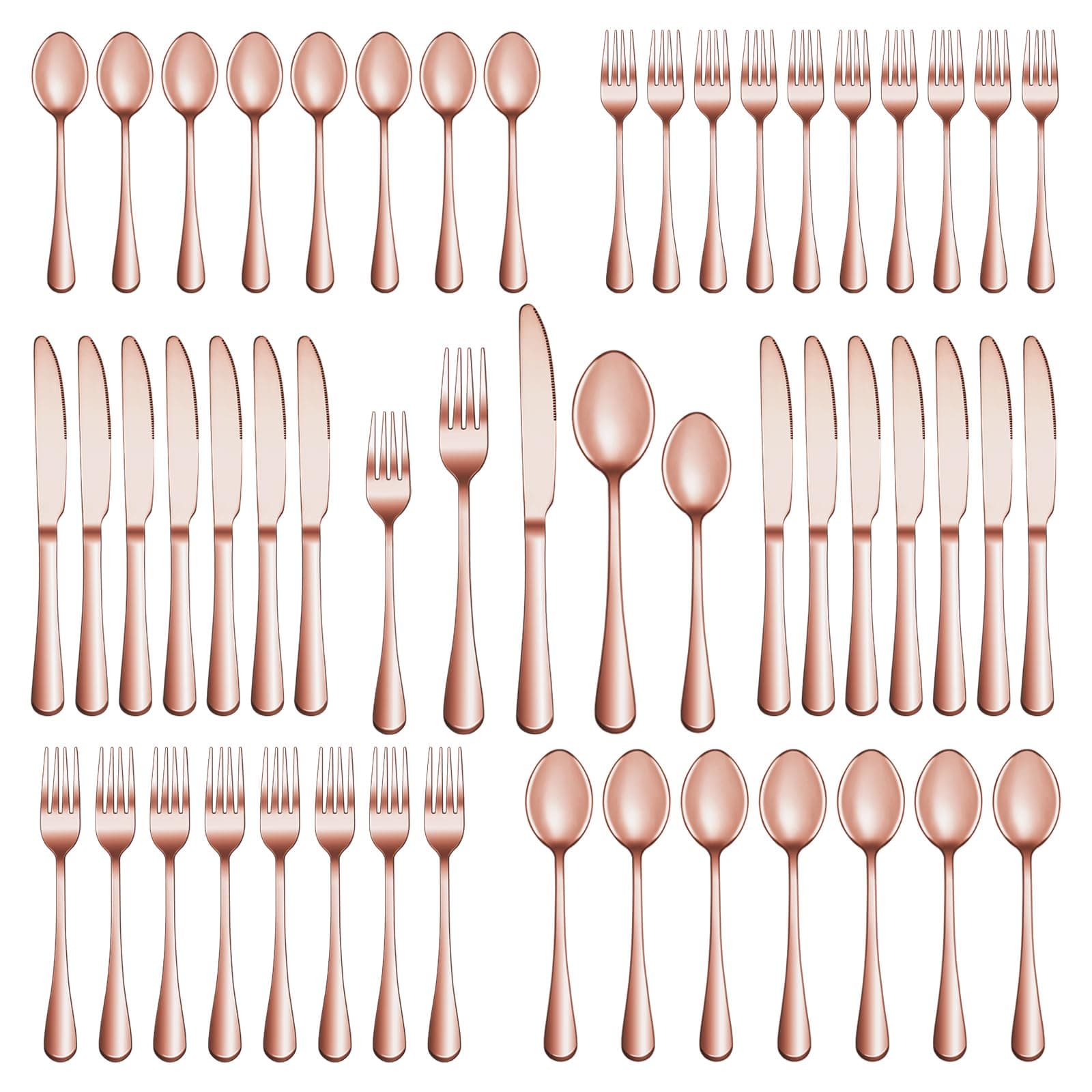 30 Pcs Rose Gold Silverware Set Service for 6, Premium Stainless Steel Flatware Set, Cutlery Utensil Set, Durable Home Kitchen Eating Tableware Set, Include Fork Knife Spoon Set, Dishwasher Safe