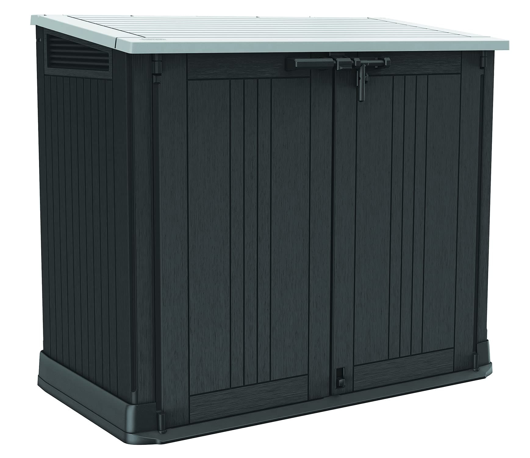 Store-It-Out Prime 4.3 x 3.7 ft. Outdoor Resin Storage Shed with Easy Lift Hinges, Perfect for Yard Tools, Pool Floats and Garden Accessories, Black