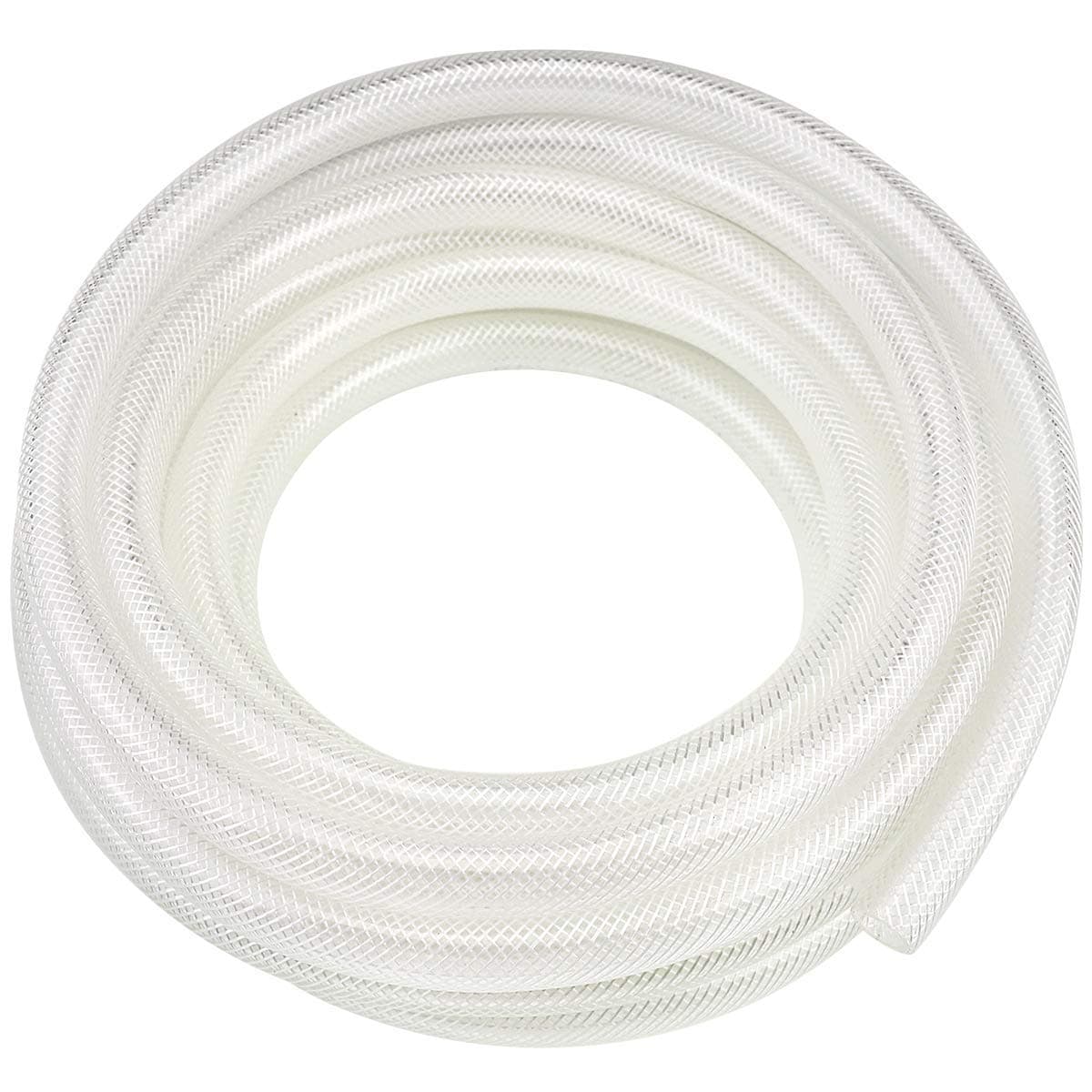 1/2" ID x 3/4" OD - 10 Ft High Pressure Braided Clear PVC Vinyl Tubing Flexible Vinyl Tube, Heavy Duty Reinforced Hose Tubing, BPA Free and Non Toxic