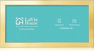 LaVie Home 10x20 Picture Frame Gold, Panoramic Picture Frame for Wall Decoration, Classic Gold Minimalist Style Suitable for Decorating Houses, Offices, Hotels（1 Pack）