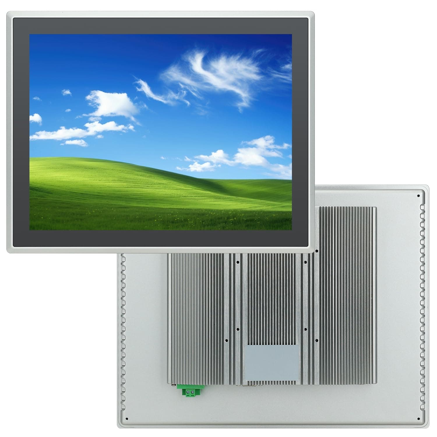 15 inch Capacitive Multi-Touchscreen Industrial Embedded Win-10 PC Monitor, IP65 Screen with 10 Points Touch Display, i5+RAM 8G+256G SSD, Integrated Phoenix2pin, HD-MI-Out & USB Ports