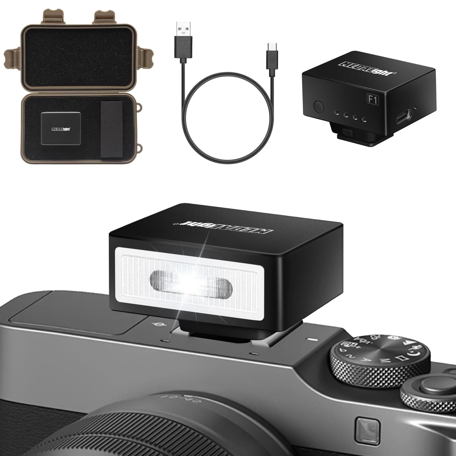 - F1 Mini Camera Flash Camera Flash Speedlite for Ricoh (GR3/GR3X,etc.) Nikon/Canon/Fuji,Digital Film Cameras,Mini hot Shoe Flash for DSLR Camera（Not Compatible for Sony ZV-1F.