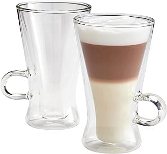 Judge Duo Grande Latte Glass Coffee Cups with Handle, Set of 2 Hollow Vacuum Sealed, Heat Resistant, 320ml Latte Cup