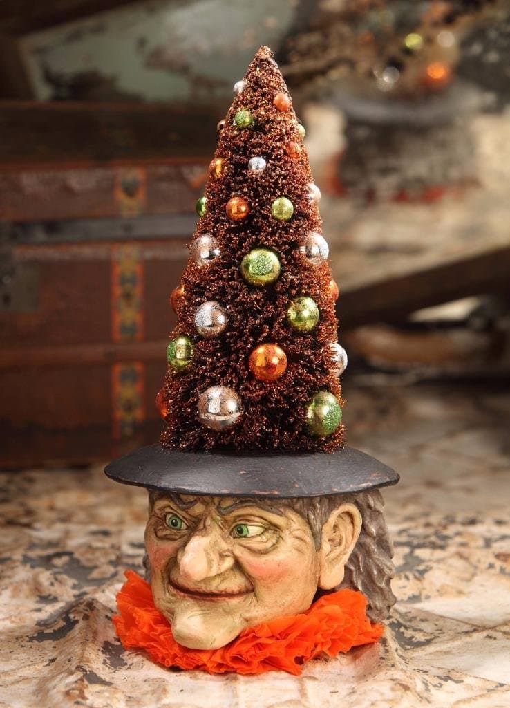 Bethany Lowe Midnight Magic Collection Halloween Tree Witch Figure, 15" x 7.5"