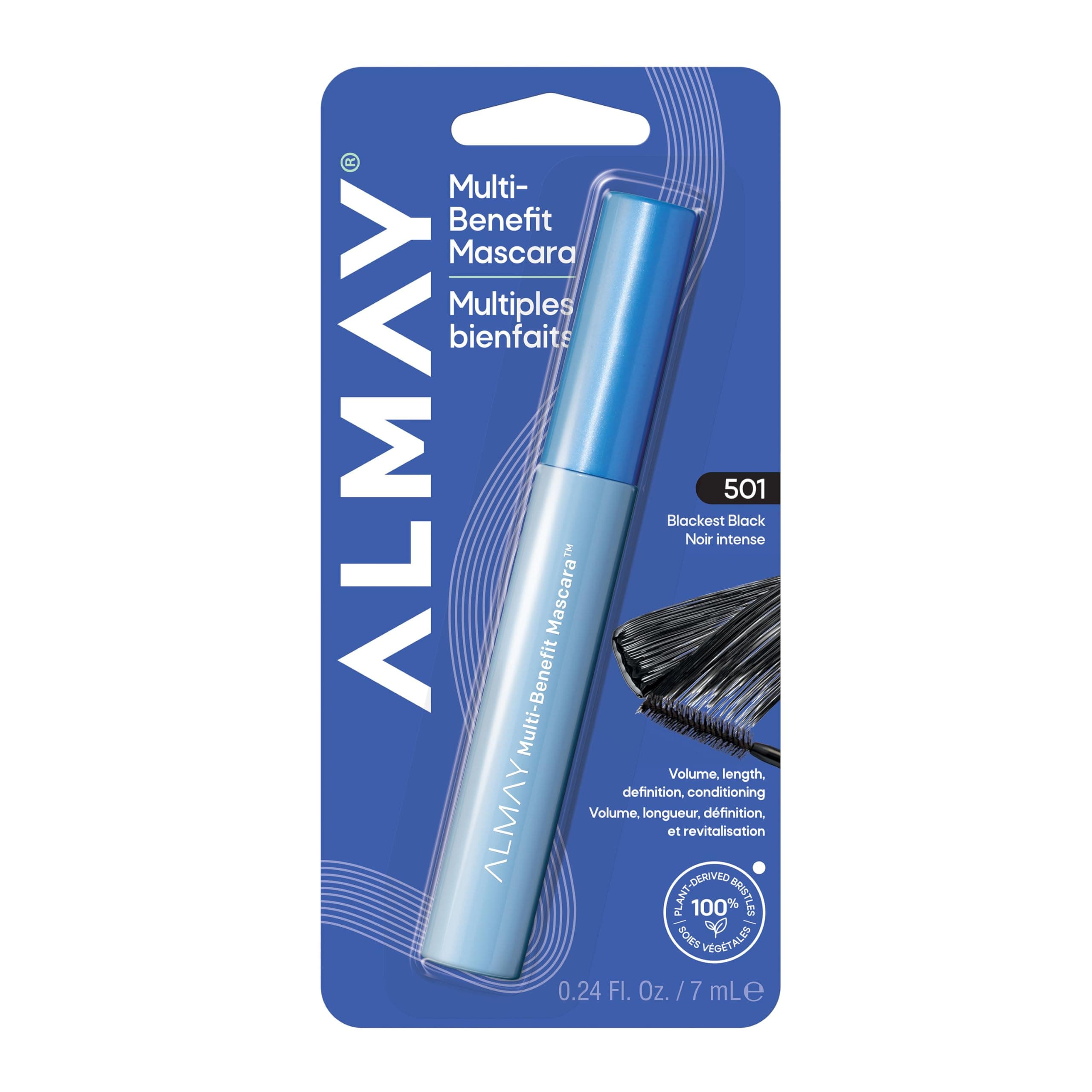 Multi-Benefit Mascara, Volumizing + Lengthening, Hypoallergenic, 501 Blackest Black