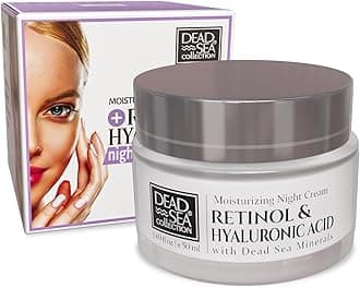 Dead Sea Collection Anti-Wrinkle Night Cream for Face with Retinol & Hyaluronic Acid - Nourishing and Moisturizer Face Cream (1.69 fl.oz/50ml) jar+box
