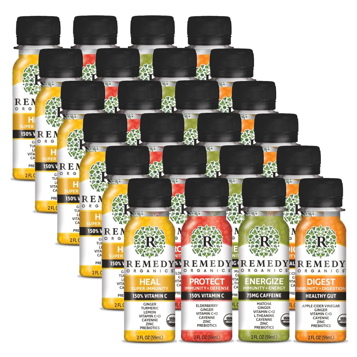 Immunity Plus Shot, Variety 24-Pack | Boost Energy, Brain Function, Detoxification, and Metabolism | Certified-Organic Ingredients