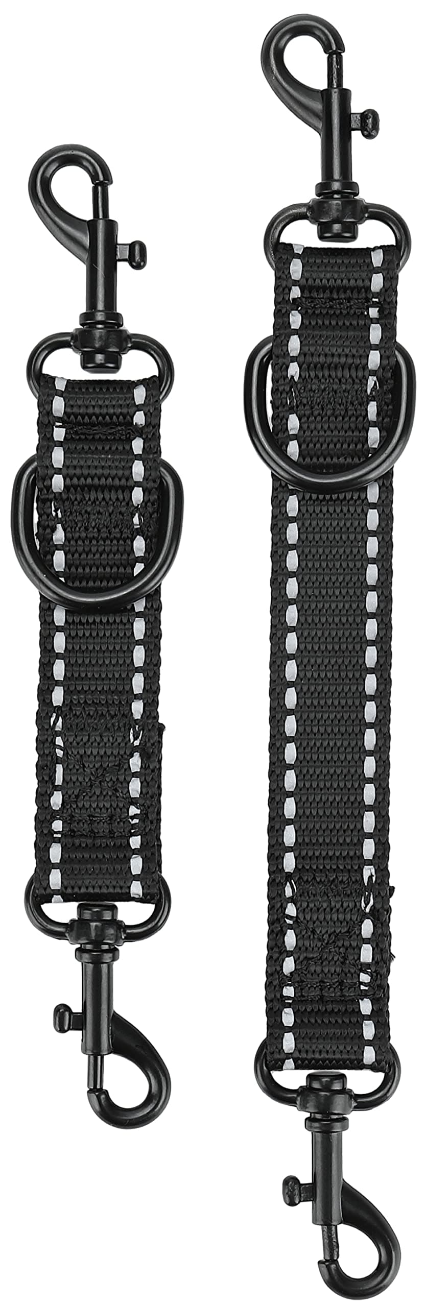 Prong Collar Backup 2 Pack, Long 21cm, Short 16cm, Reflective Nylon Safety Clip for Prong Collar (Black 2PCS)