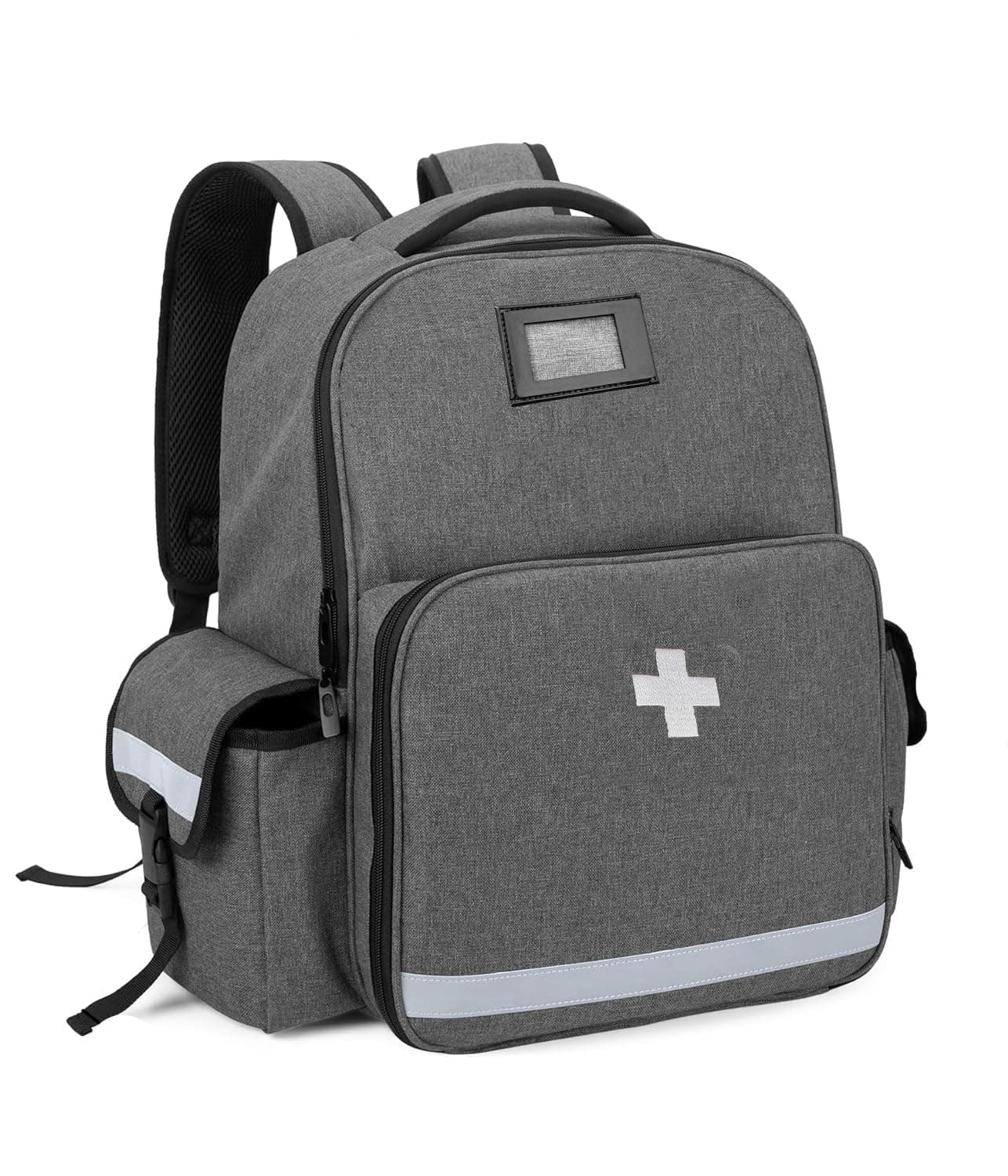 Emergency Medical Backpack Empty, First Responder EMT Bag for EMS, Camping, Hiking, Home Health, Field Trips - Grey (Bag Only)