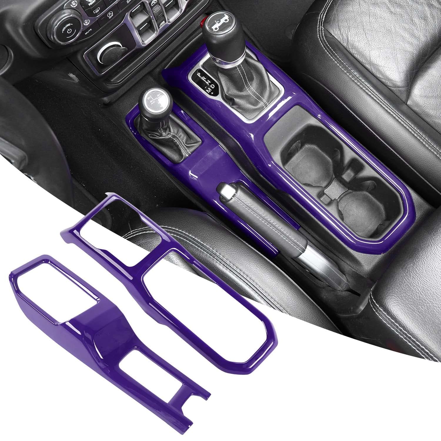 RT-TCZ Center Console Gear Shift Panel Trim Cover 4WD Four Wheel Drive Cup Holder Panel Trim Cover Decoration Interior Accessories for Jeep Wrangler JL JLU & Gladiator JT 2018-2024,Purple