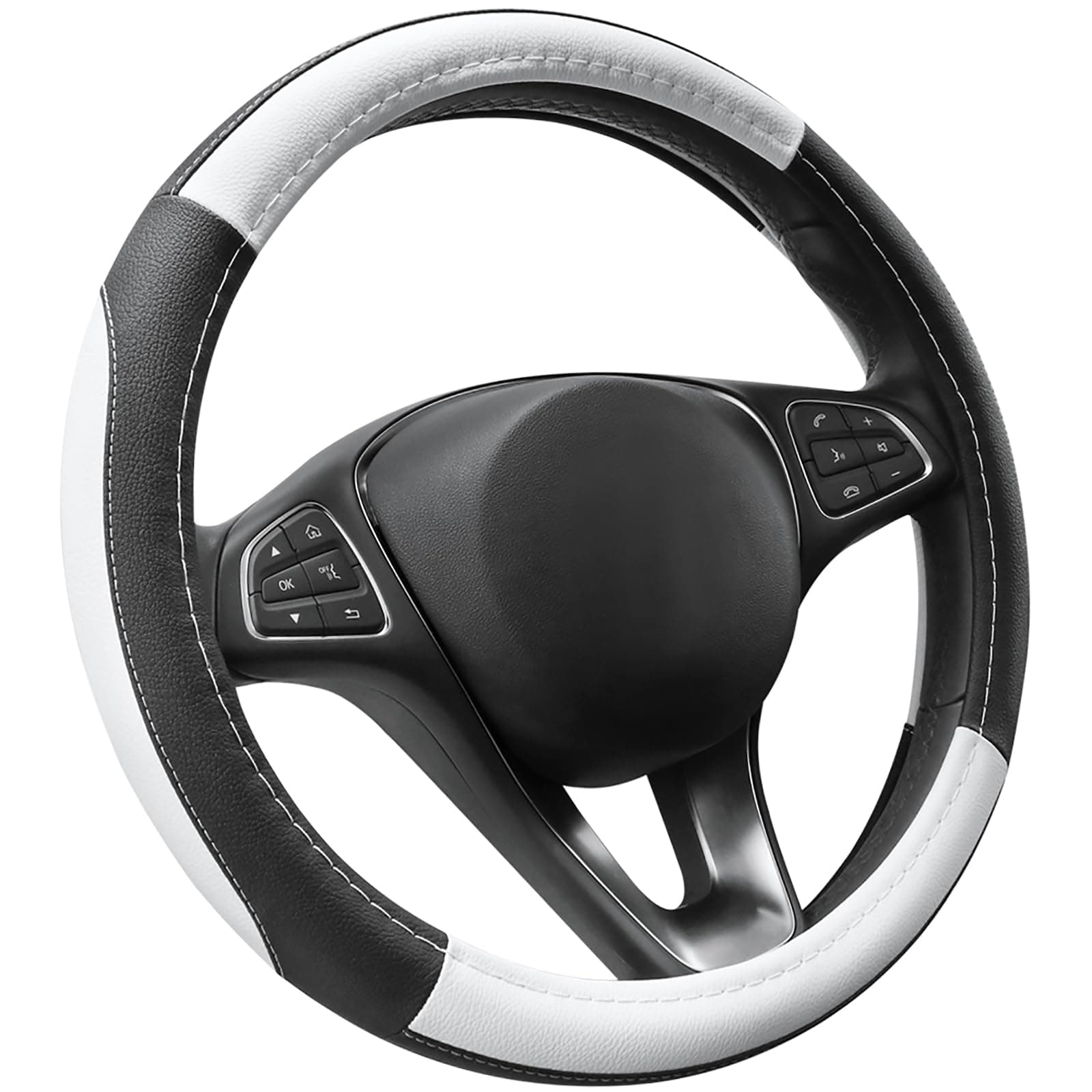 SEG Direct Microfiber Leather Steering Wheel Cover, For Outer Diameters of Approximately 14.6 inches (37 cm) to 15.4 inches (39 cm)