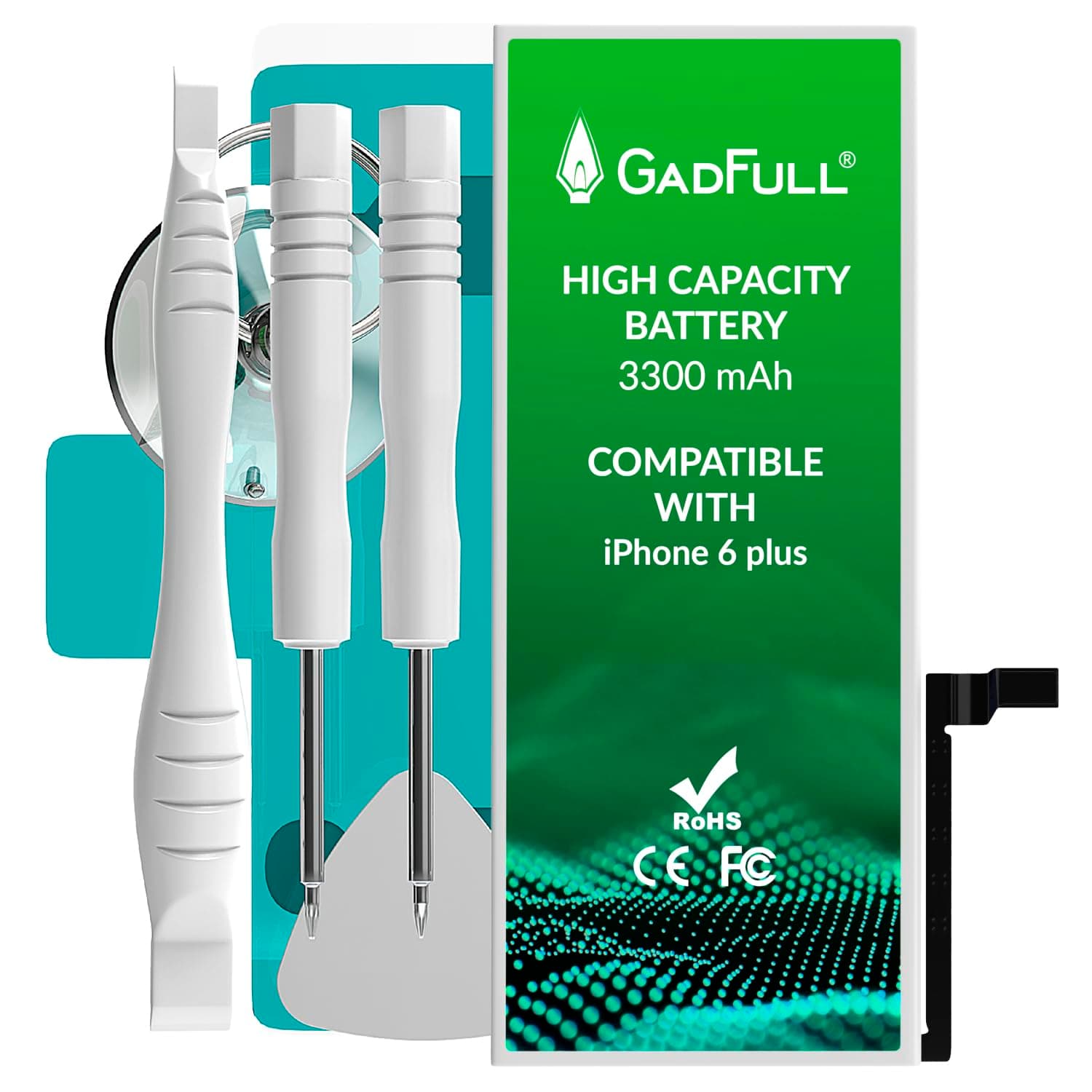 GadFull Battery High Capacity compatible with iPhone 6 Plus | 2020 Production Date | incl. Repair set manual & Profi Kit Tool Set | Works with all original APN|Mobile Phone New extra Battery